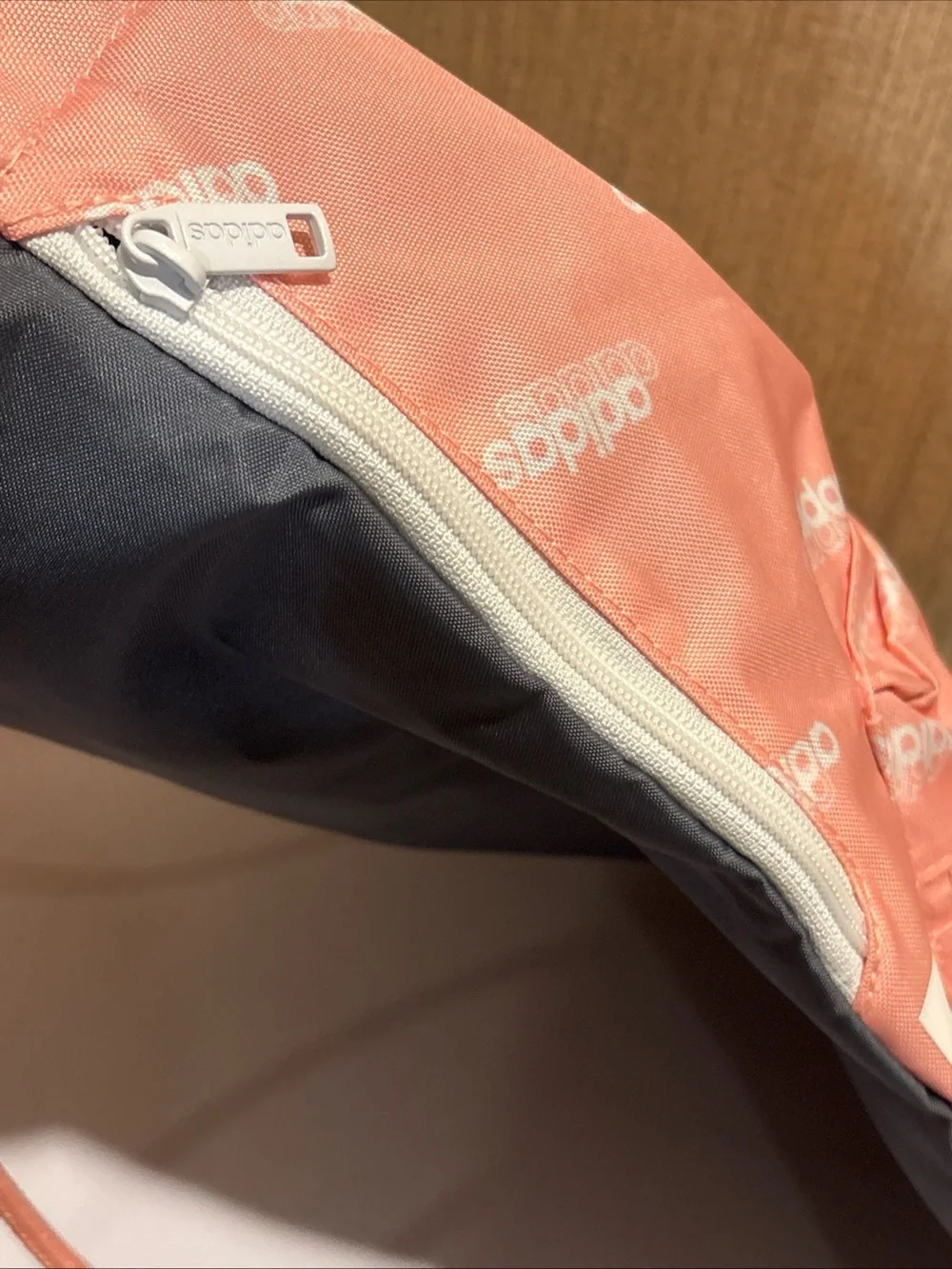 Adidas Pink Grey Drawstring Backpack Sport Sackpack Gym Sack Bag